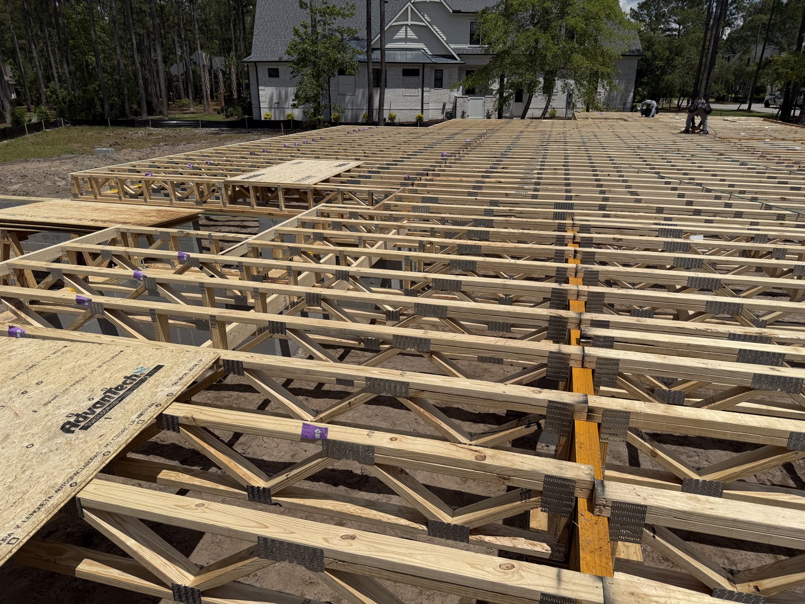 Engineered floor truss system on a new coastal home build
